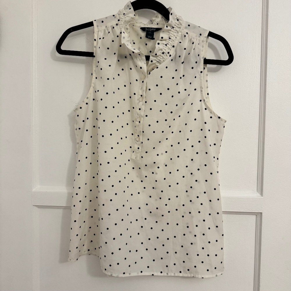 J Crew Top Ruffle Trim Printed Top - Medium